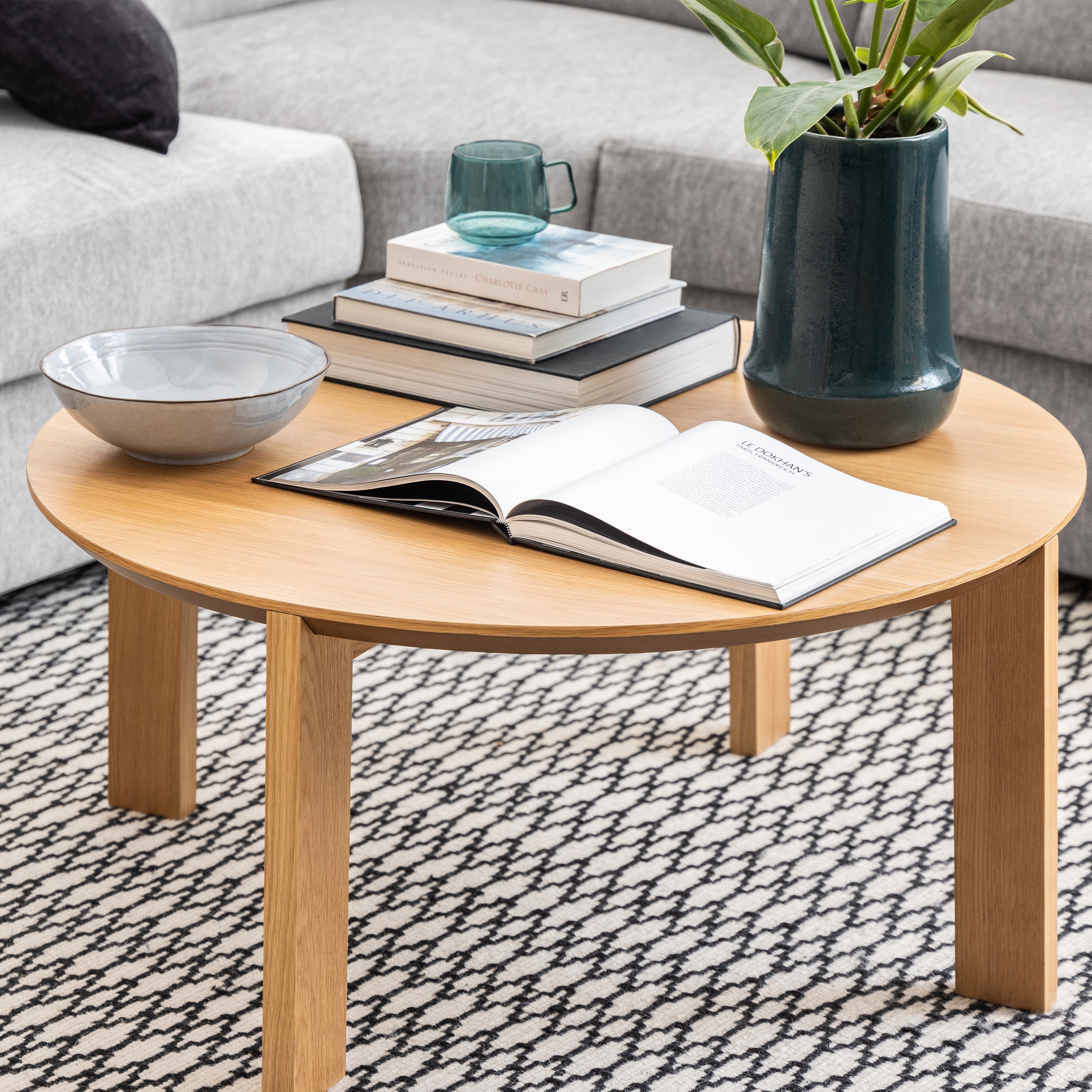 Maxime Round Coffee Table in Matt Oak – FTG, view 8