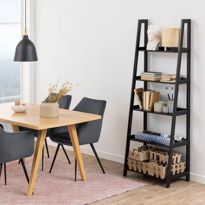 Wally Bookcase with 5 Shelves in Black – FTG, view 4