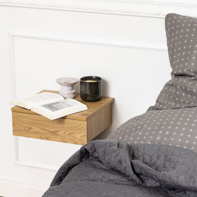 Avignon Square Bedside Table with 1 Drawer in Oak – FTG, view 4