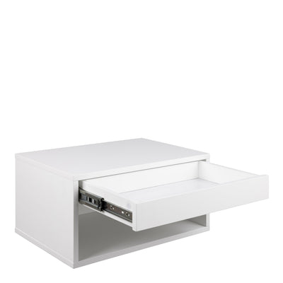 Cholet Square Bedside Table with 1 Drawer in White – FTG, view 3