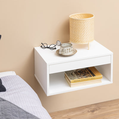 Cholet Square Bedside Table with 1 Drawer in White – FTG, view 4