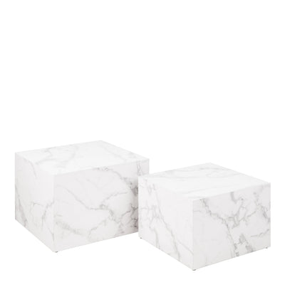 Dice Square Coffee Table Set in White Marble Carrara – FTG