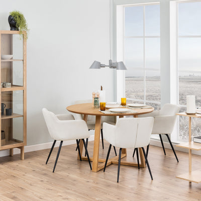 Malika Round Dining Table in Oak – FTG, view 3