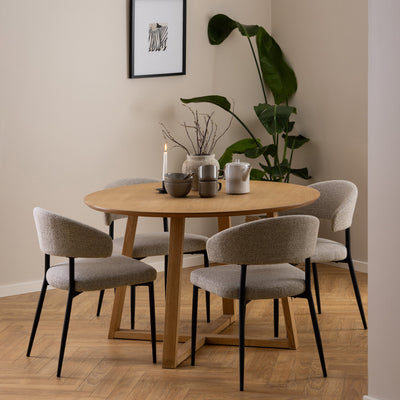 Malika Round Dining Table in Oak – FTG, view 4