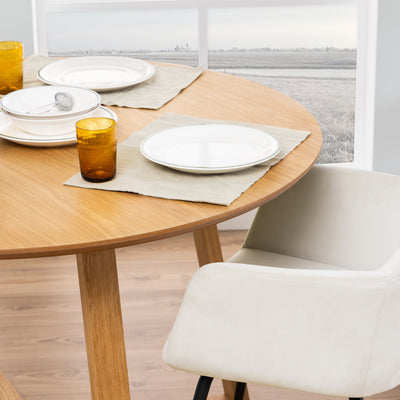 Malika Round Dining Table in Oak – FTG, view 5