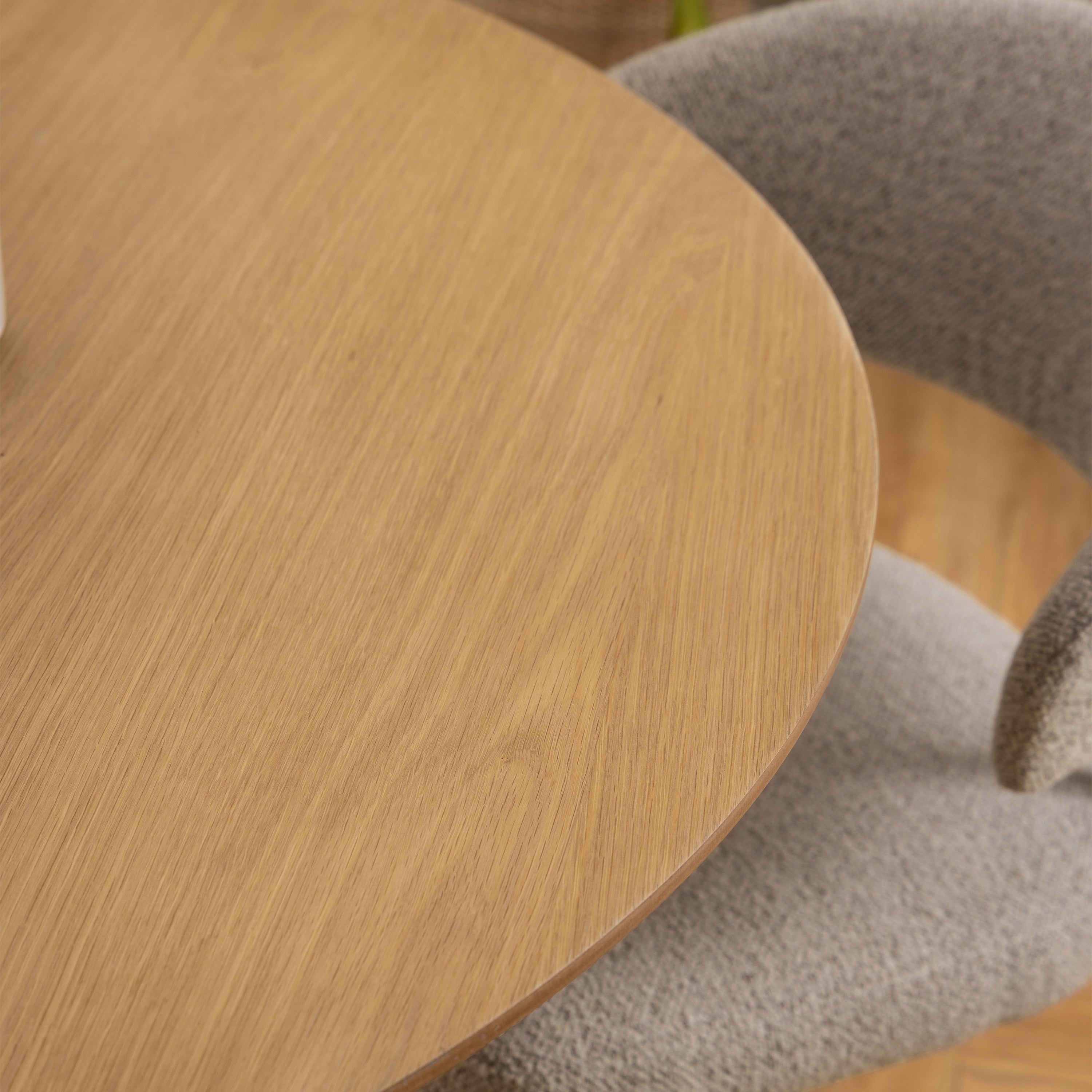 Malika Round Dining Table in Oak – FTG, view 6