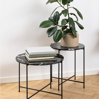 Avila Side Table with Black Polished Marble Stone 42x45cm – FTG, view 6