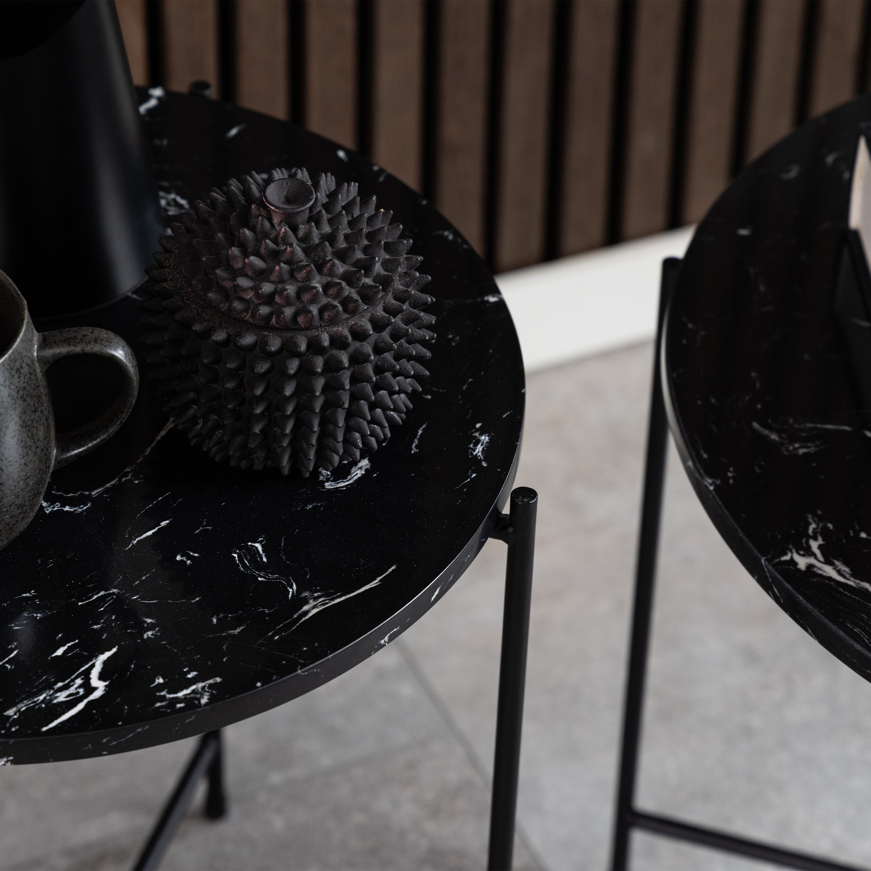 Avila Side Table with Black Polished Marble Stone 42x45cm – FTG, view 7