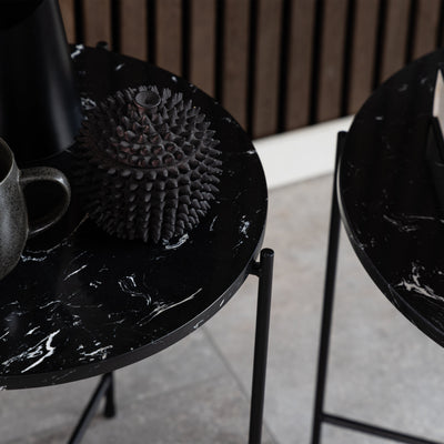 Avila Side Table with Black Polished Marble Stone 42x45cm – FTG, view 7