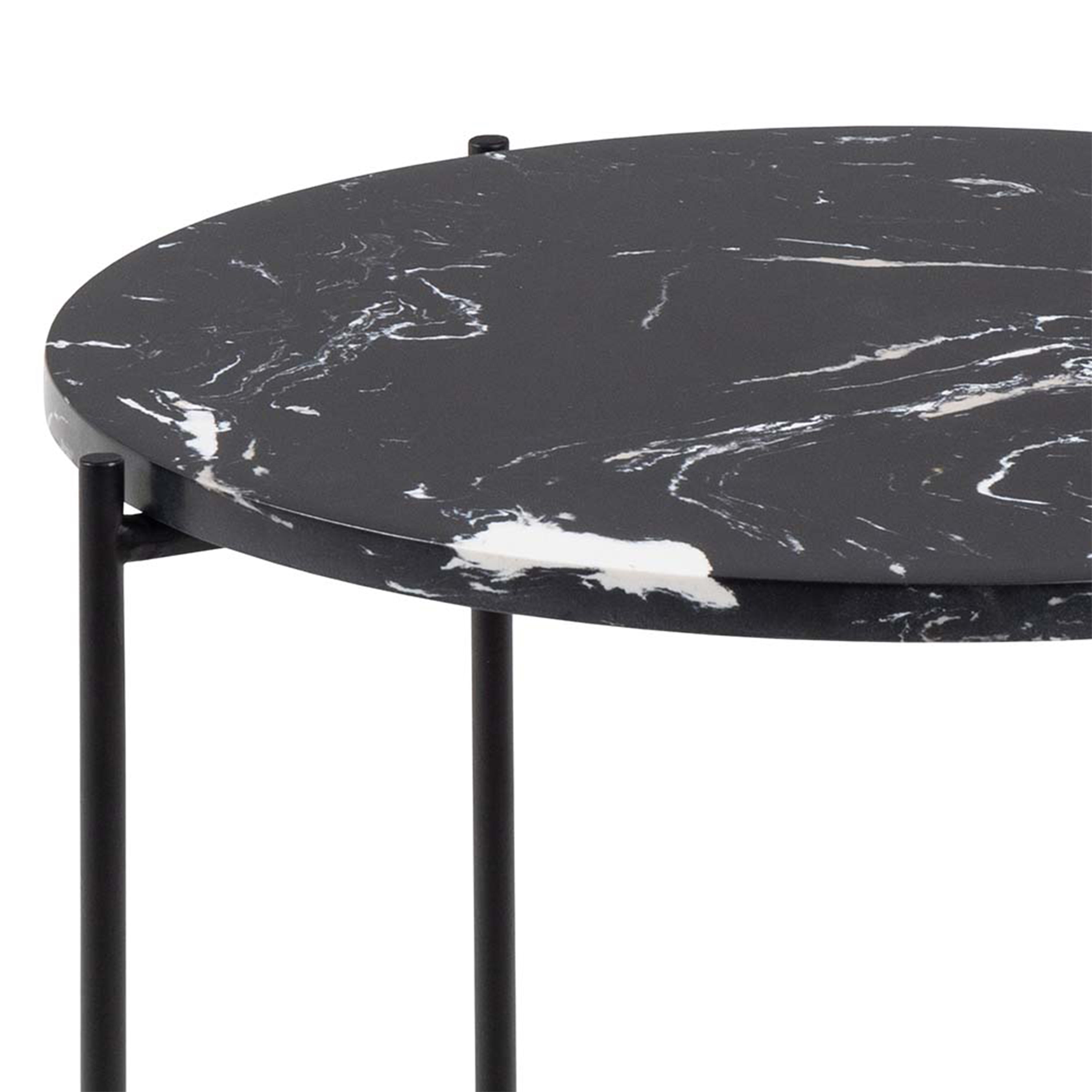 Avila Side Table with Black Polished Marble Stone 42x45cm – FTG, view 8