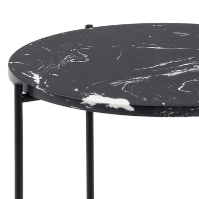 Avila Side Table with Black Polished Marble Stone 42x45cm – FTG, view 8