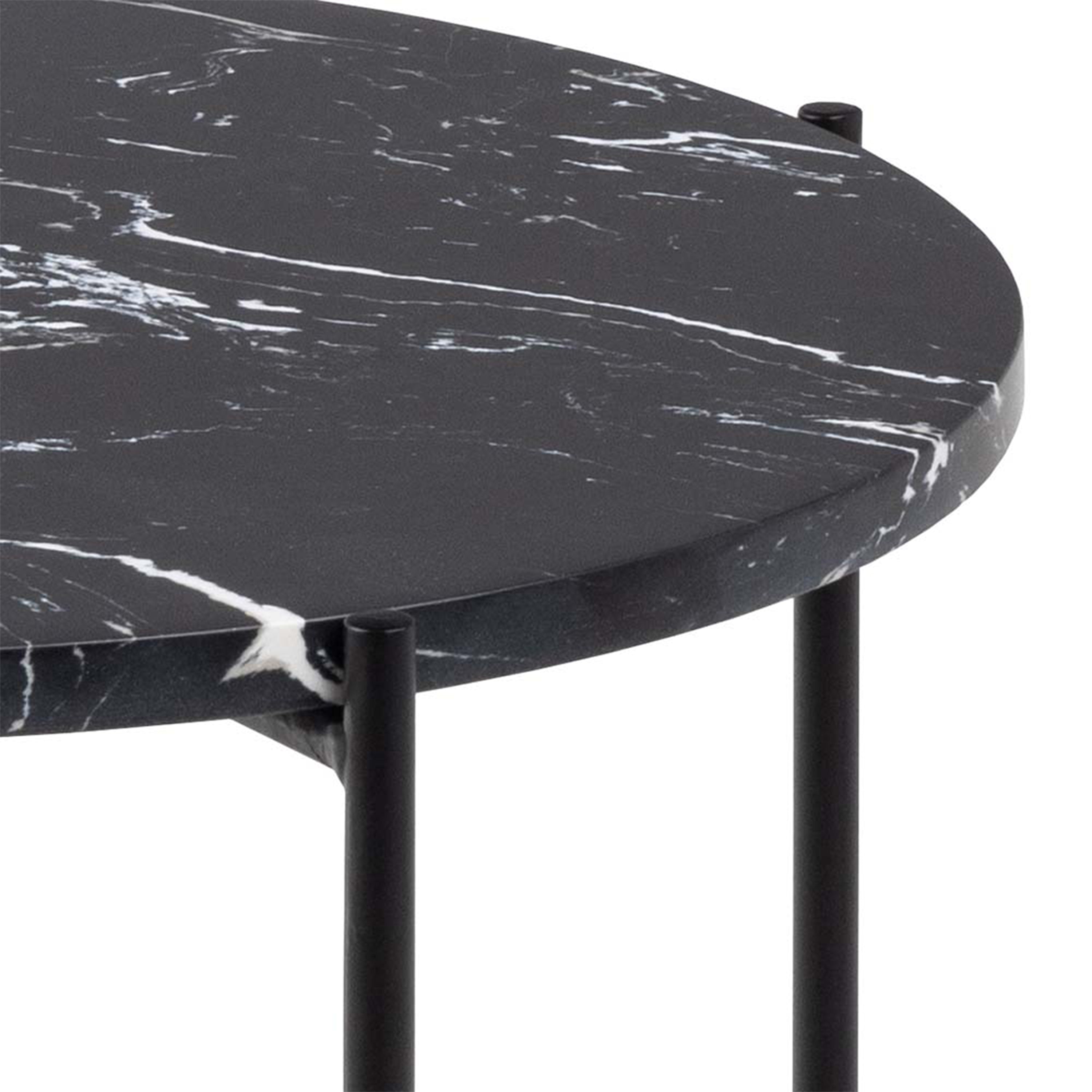 Avila Side Table with Black Polished Marble Stone 42x45cm – FTG, view 9