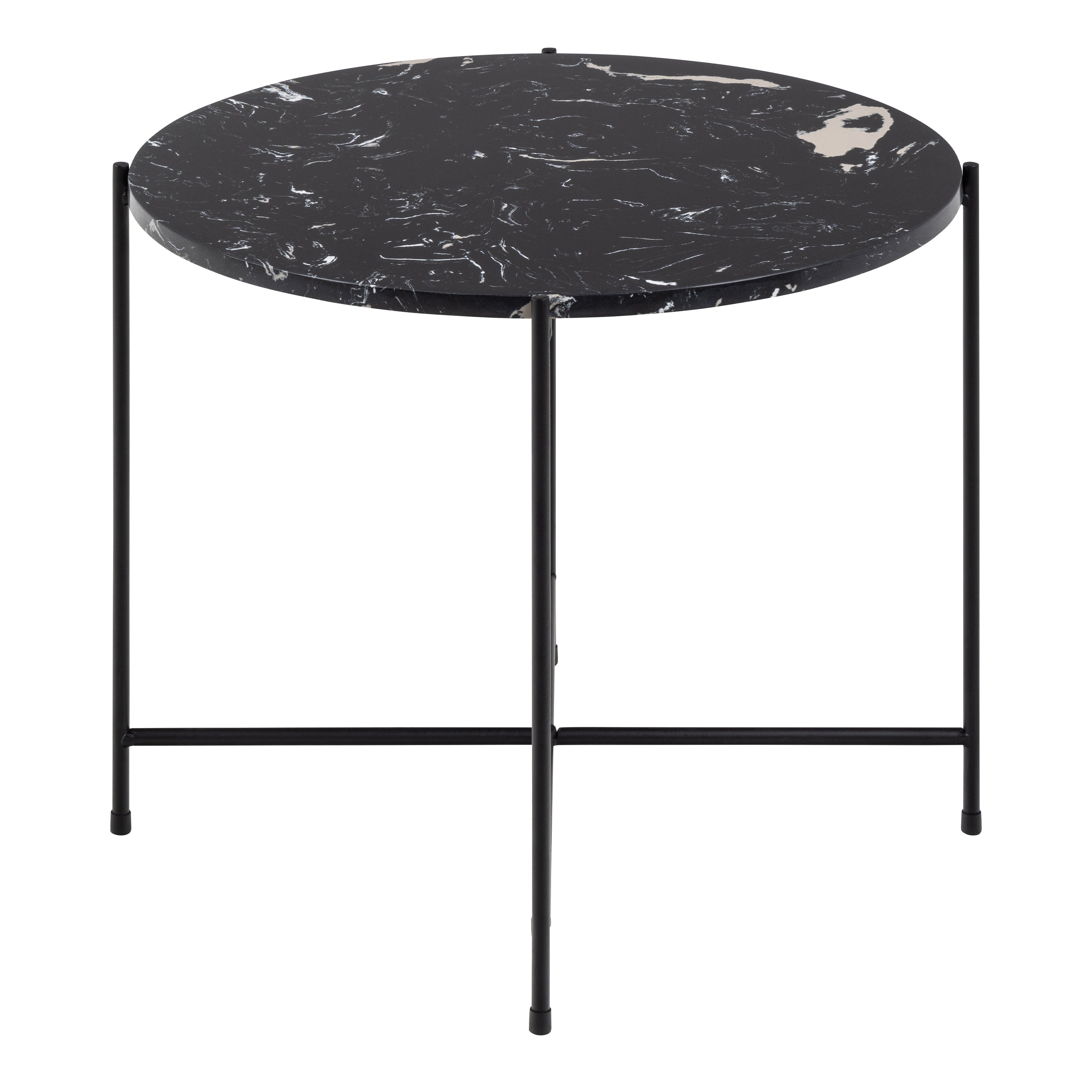 Avila Side Table with Black Polished Marble Stone 52x40cm – FTG, view 2