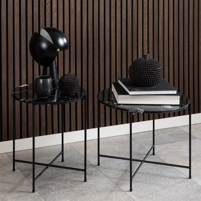 Avila Side Table with Black Polished Marble Stone 52x40cm – FTG, view 4