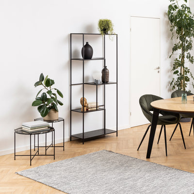 Avila Side Table with Black Polished Marble Stone 52x40cm – FTG, view 7