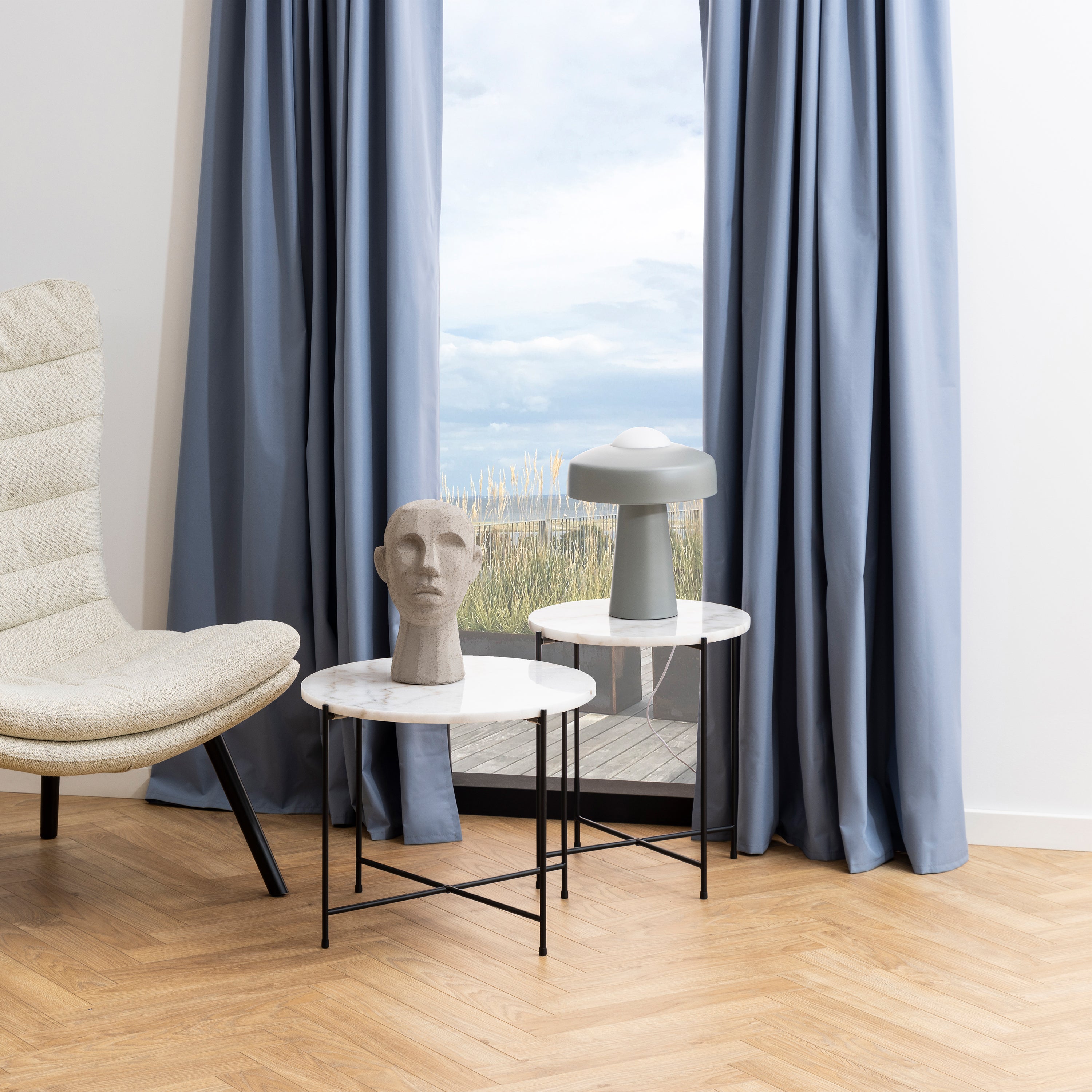 Avila Side Table with White Marble Top 42x45cm – FTG, view 4