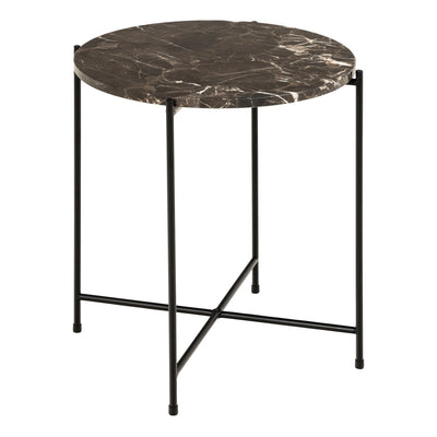 Avila Side Table with Brown Marble Top 42x45cm – FTG, view 2