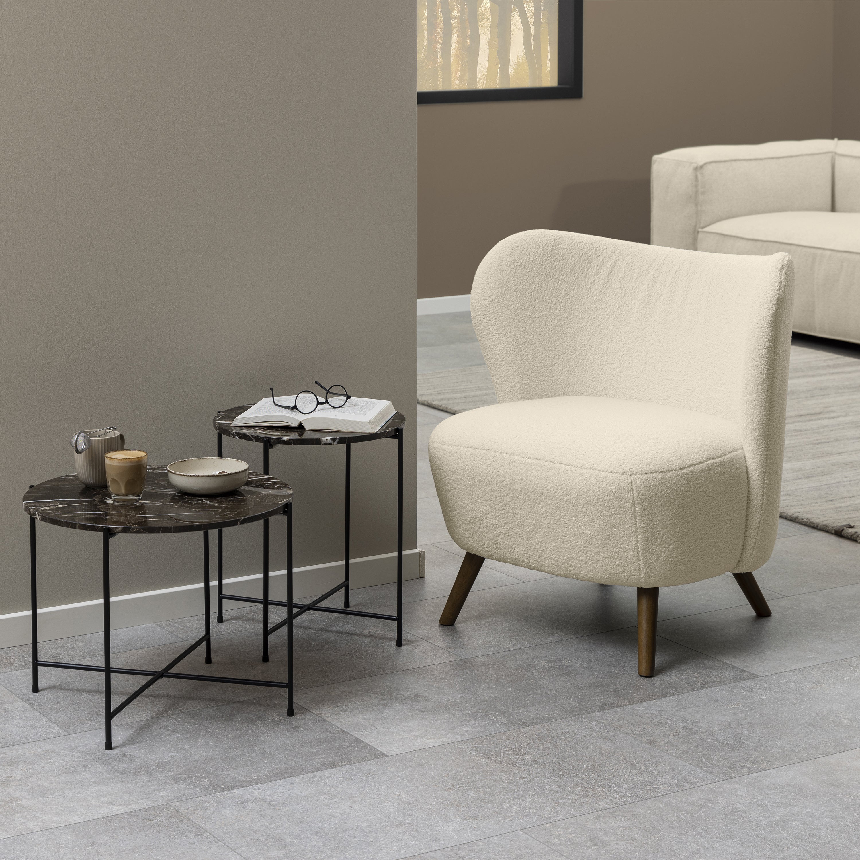 Avila Side Table with Brown Marble Top 42x45cm – FTG, view 4