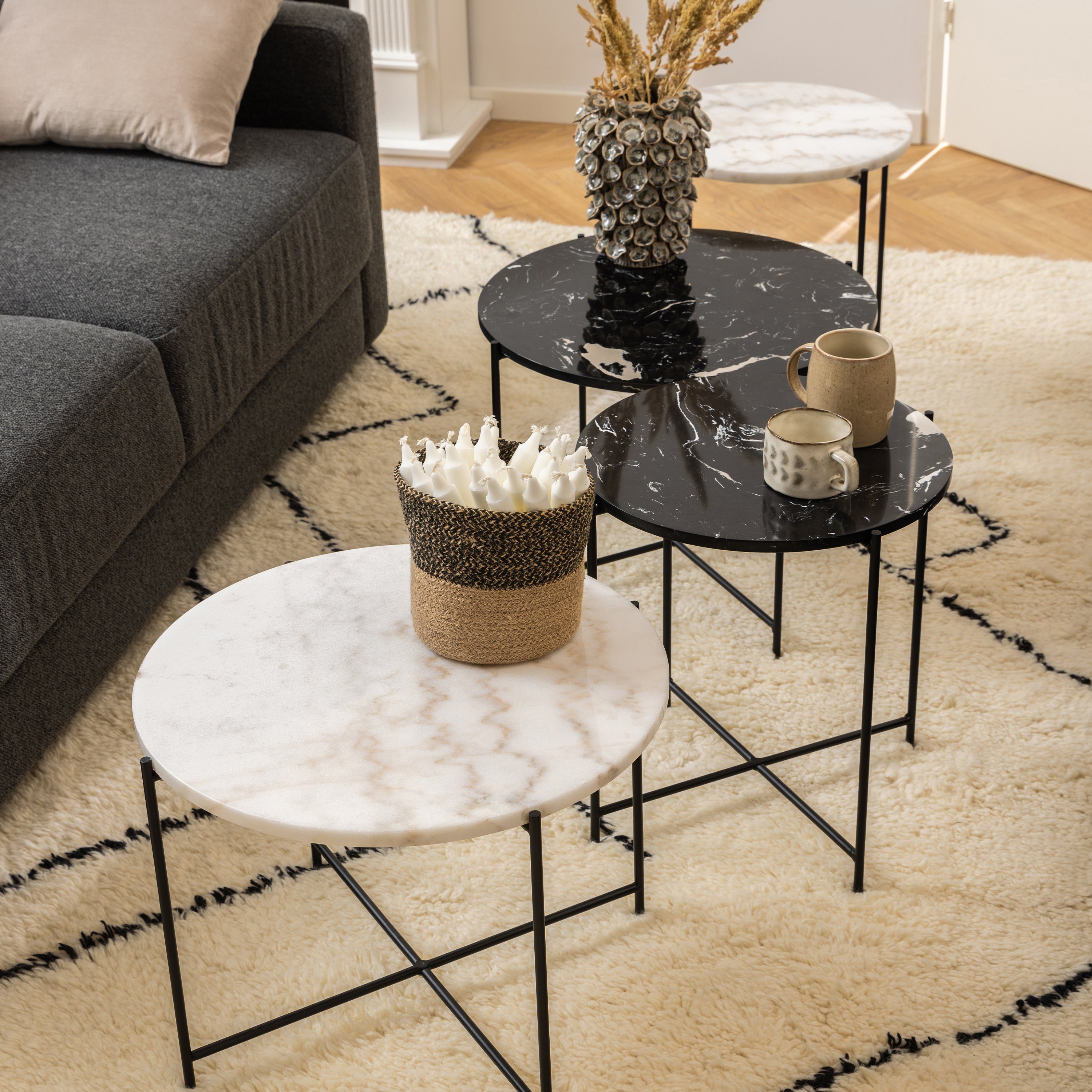 Avila Side Table with White Marble Top 52x40cm – FTG, view 4