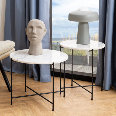 Avila Side Table with White Marble Top 52x40cm – FTG, view 6