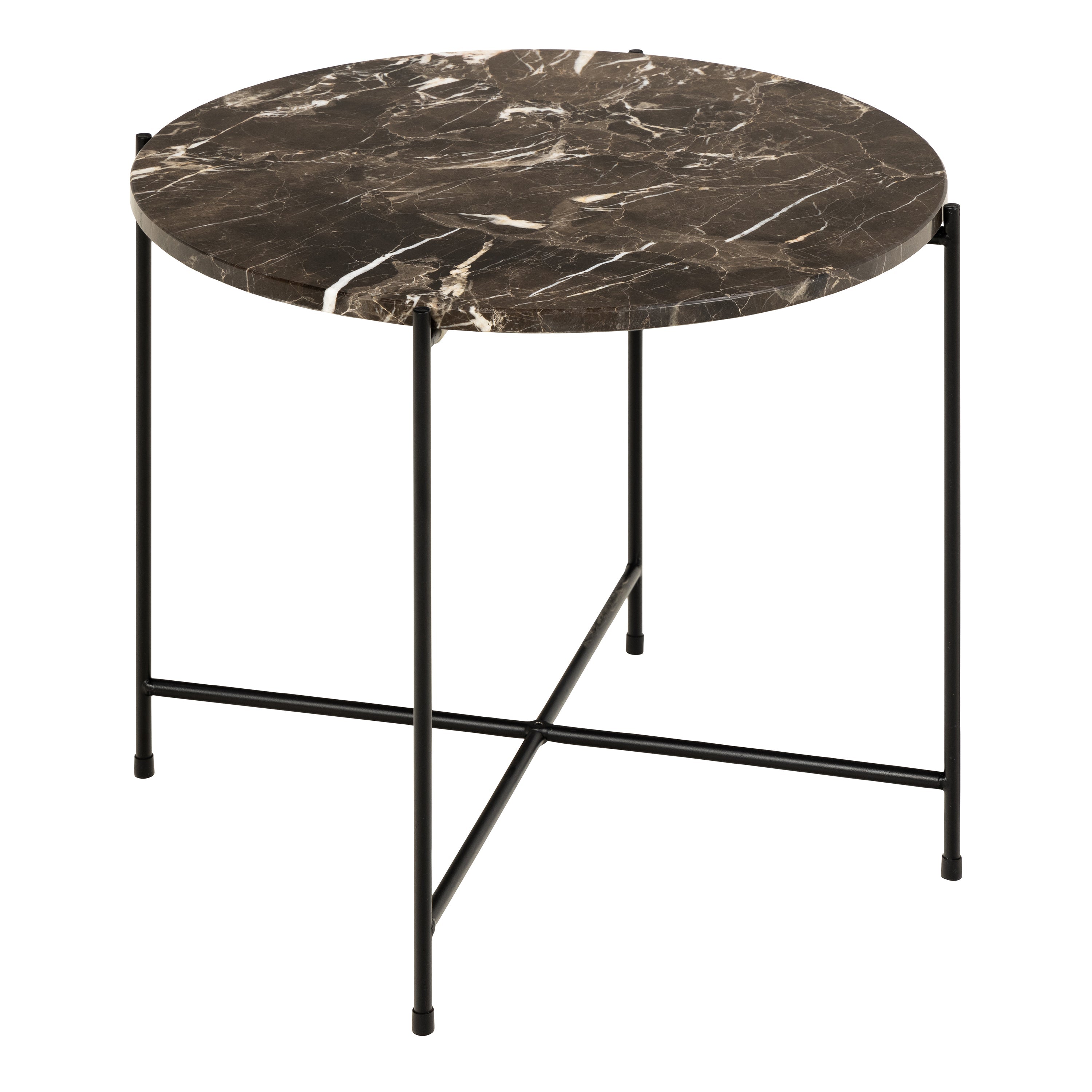 Avila Side Table with Brown Marble Top 52x40cm – FTG
