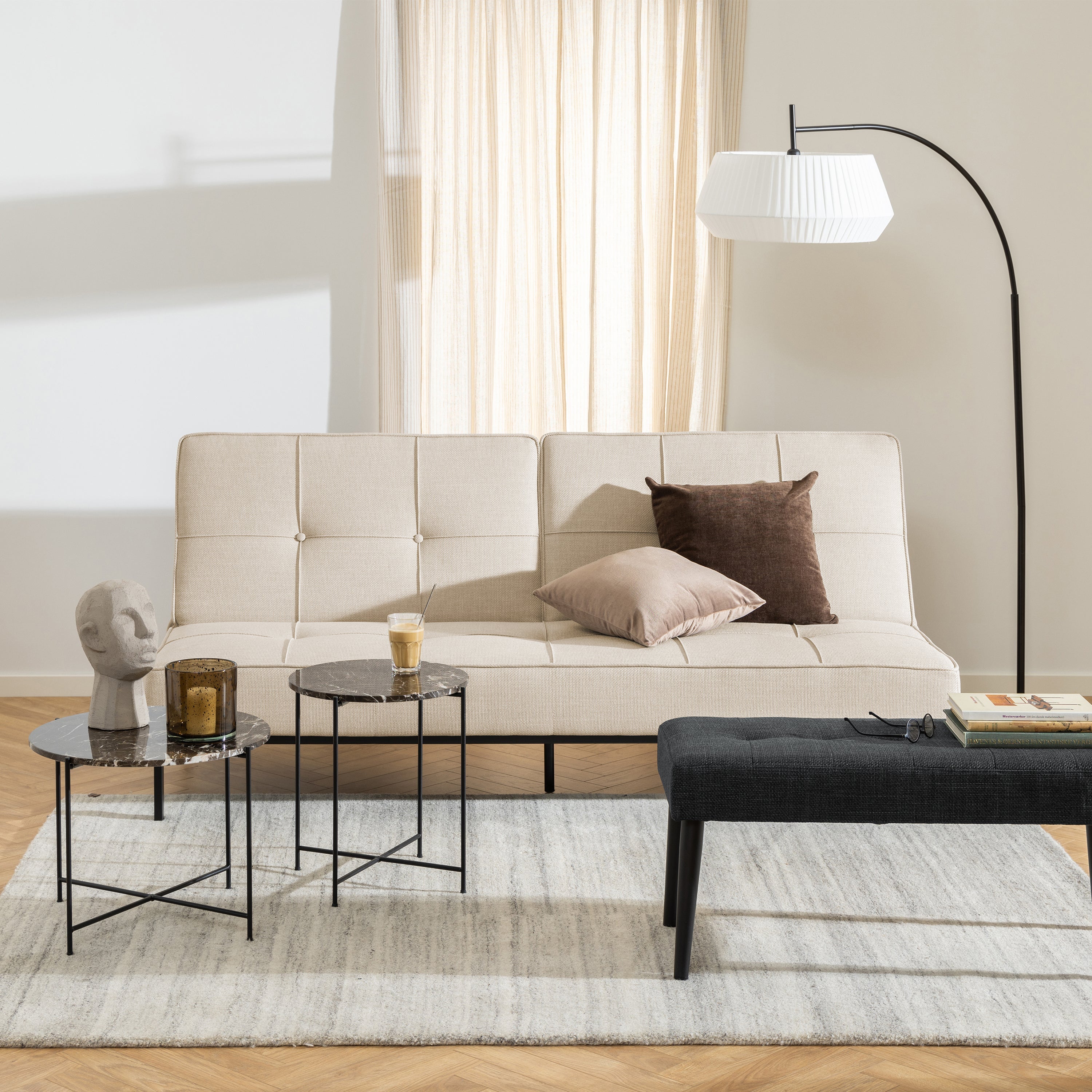 Avila Side Table with Brown Marble Top 52x40cm – FTG, view 3