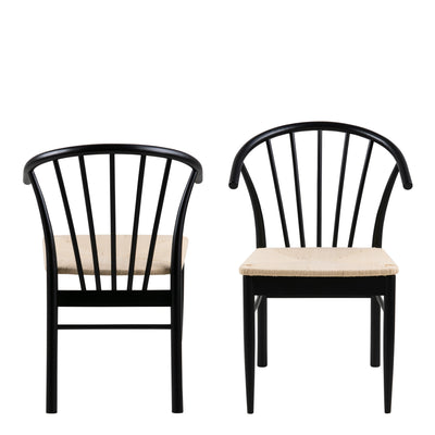 Montreux Round Extending Dining Table in Black 115-154 cm Included 6 Cassandra Dining Chair with Armrest in Black – FTG…