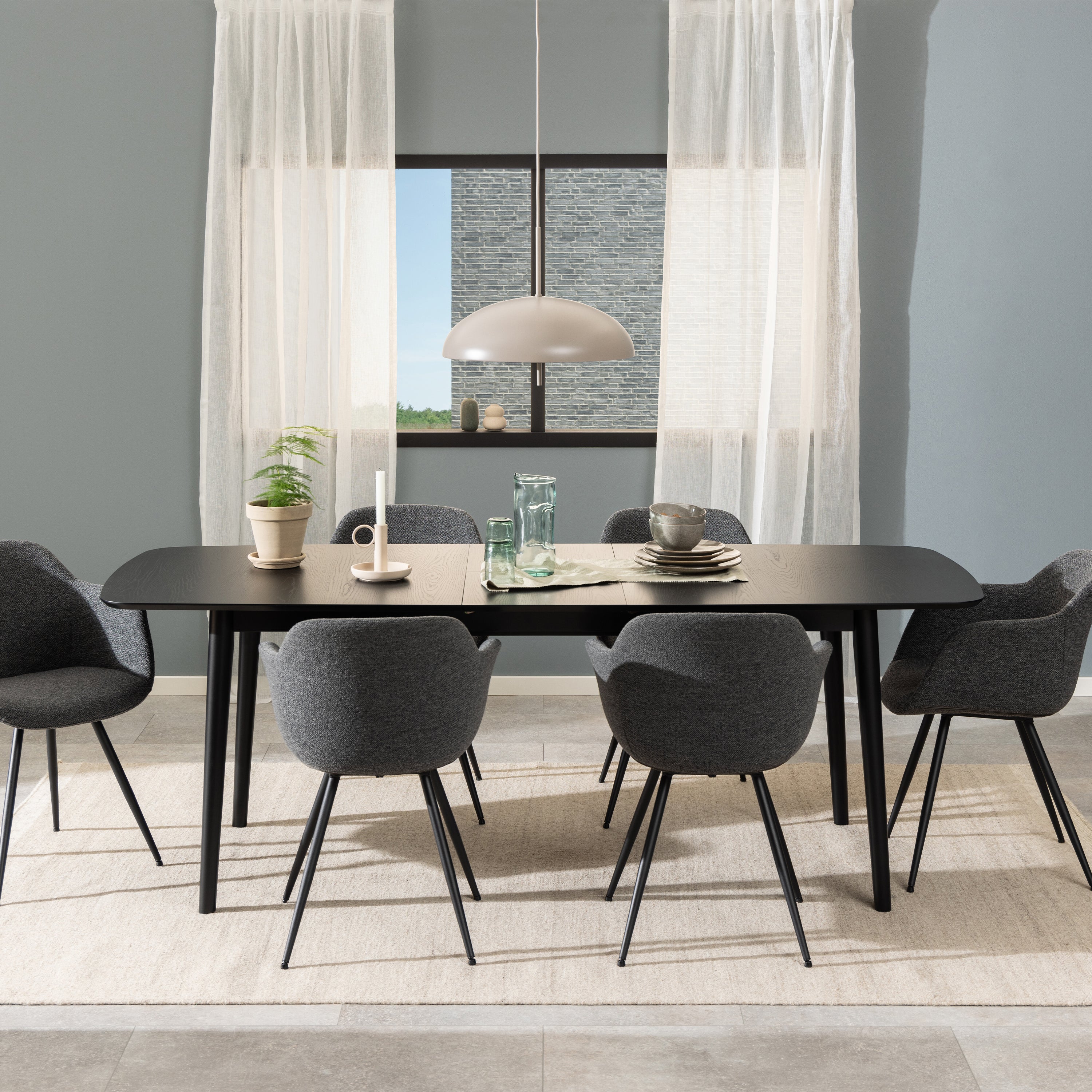 Montreux Rectangular Extending Dining Table in Black 180-219 cm – FTG, view 5