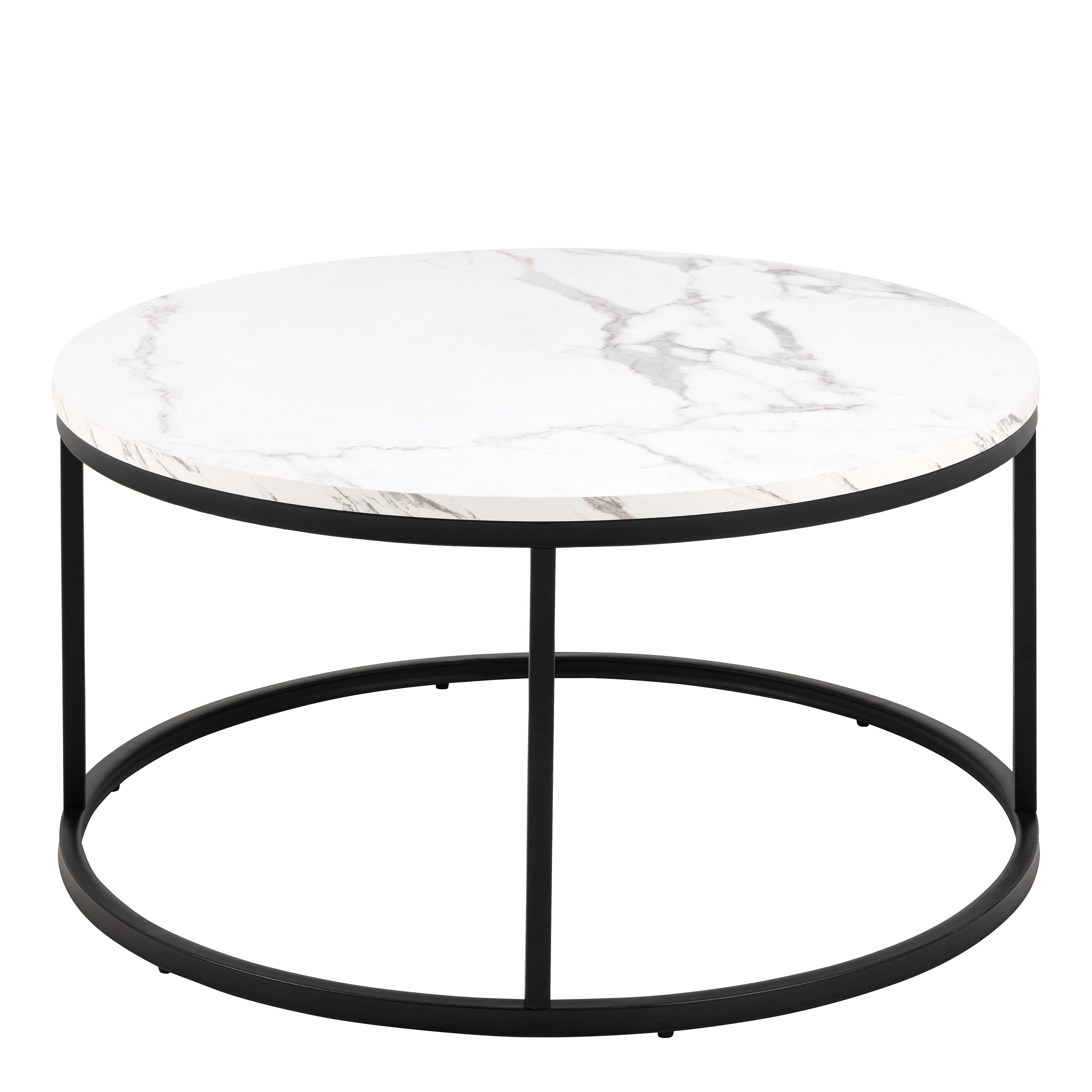 Spiro Coffee Table with White Marble Melamine Top & Black Legs – FTG, view 2