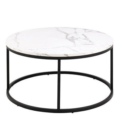 Spiro Coffee Table with White Marble Melamine Top & Black Legs – FTG, view 2