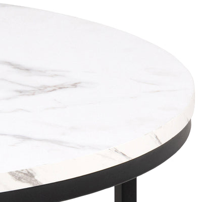 Spiro Coffee Table with White Marble Melamine Top & Black Legs – FTG, view 4