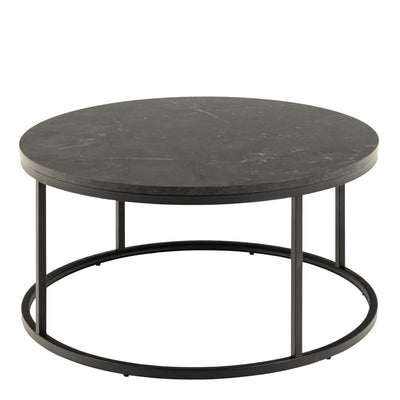 Spiro Coffee Table with Black Marble Melamine Top & Black Legs – FTG