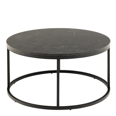 Spiro Coffee Table with Black Marble Melamine Top & Black Legs – FTG, view 2