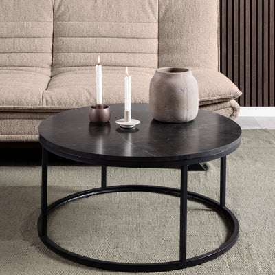 Spiro Coffee Table with Black Marble Melamine Top & Black Legs – FTG, view 4