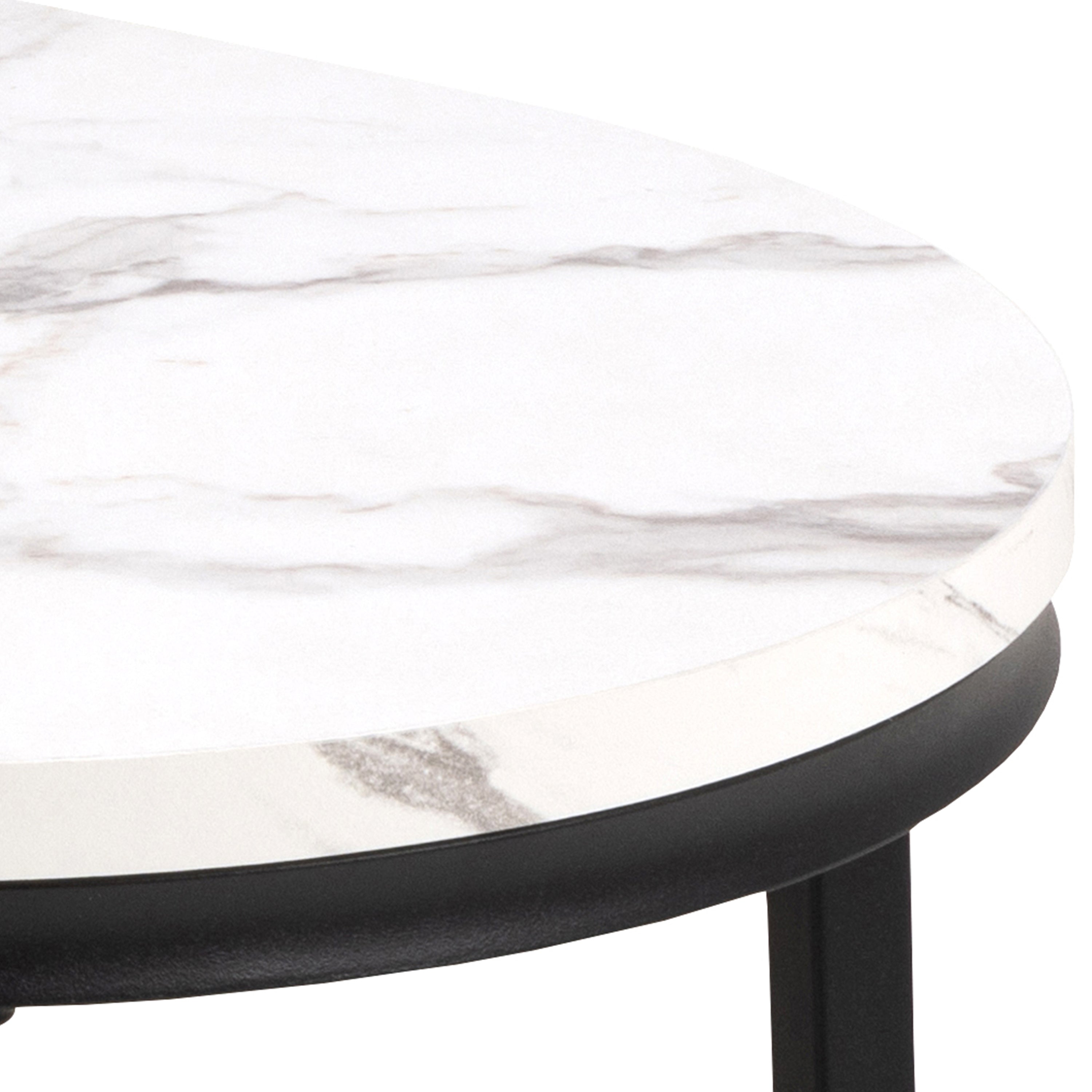 Spiro Coffee Table Set with White Marble Melamine Top & Black Legs – FTG, view 5