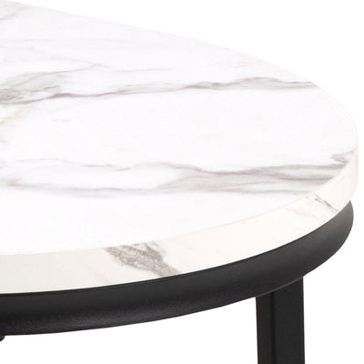 Spiro Coffee Table Set with White Marble Melamine Top & Black Legs – FTG, view 5