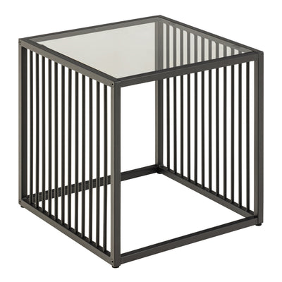 Strington Side Table in Black with Glass Top – FTG