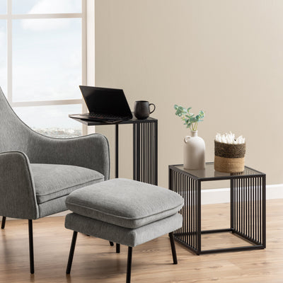 Strington Side Table in Black with Glass Top – FTG, view 3