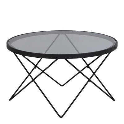 Cuxton Black Coffee Table with Smoked Glass Top – FTG, view 3