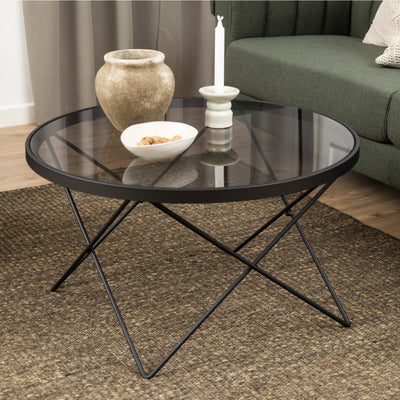 Cuxton Black Coffee Table with Smoked Glass Top – FTG, view 7