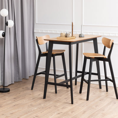 Roxby Bar Table Included 2 Roxby Bar Stool, Black and Oak – FTG