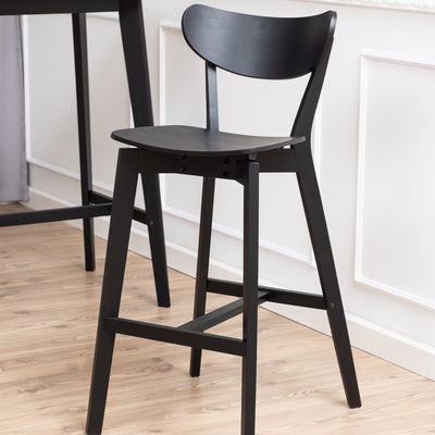 Roxby Bar Table in Black & Oak Included 4 Roxby Bar Stool in Black – FTG, view 7