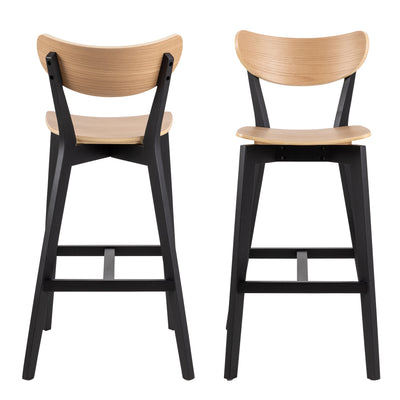 Roxby Bar Stool, Black and Oak Set of 2 – FTG, view 2