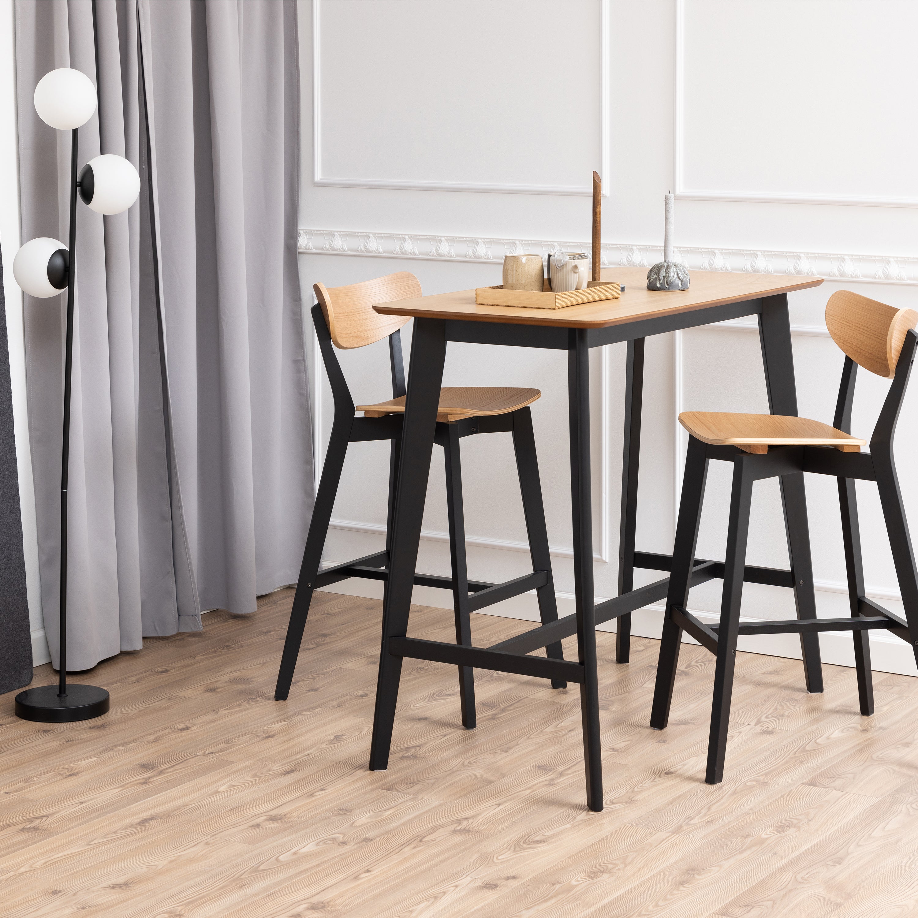 Roxby Bar Stool, Black and Oak Set of 2 – FTG, view 4