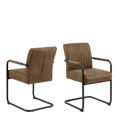 Adele Dining Chair in Light Brown Fabric Set of 2 – FTG