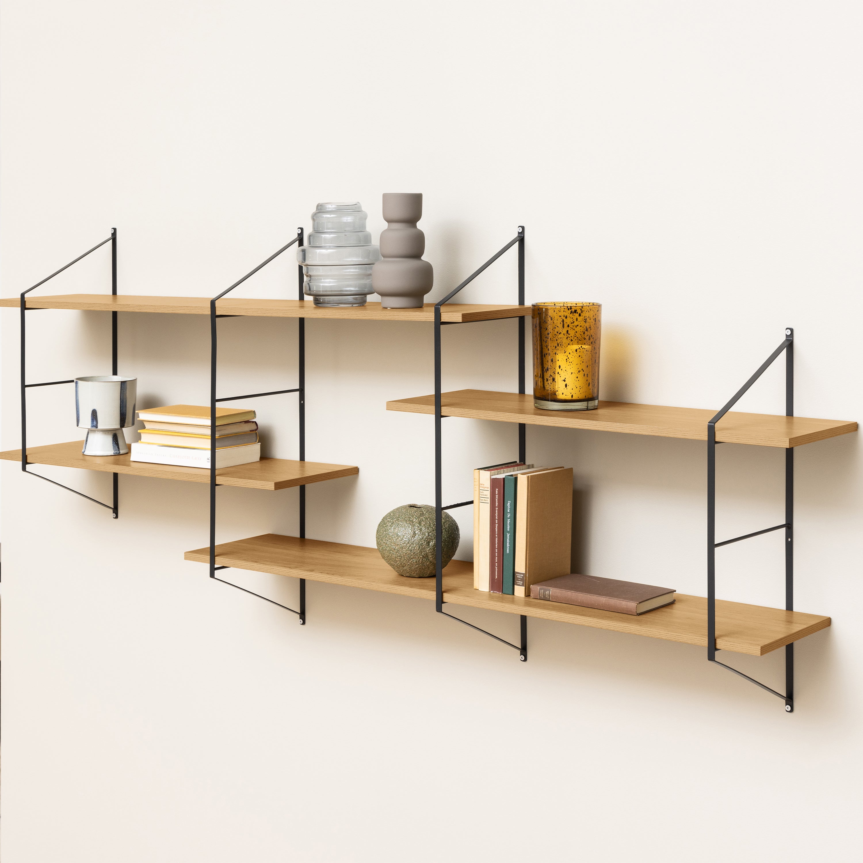 Belfast Wall Unit with 4 Shelves in Oak – FTG, view 3