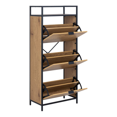 Seaford Shoe Cabinet in Black and Oak – FTG, view 4
