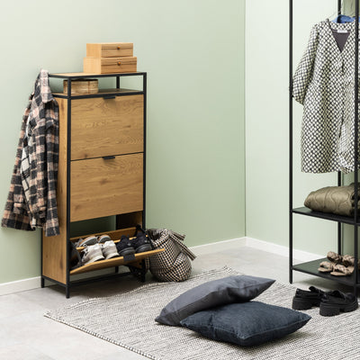 Seaford Shoe Cabinet in Black and Oak – FTG, view 5