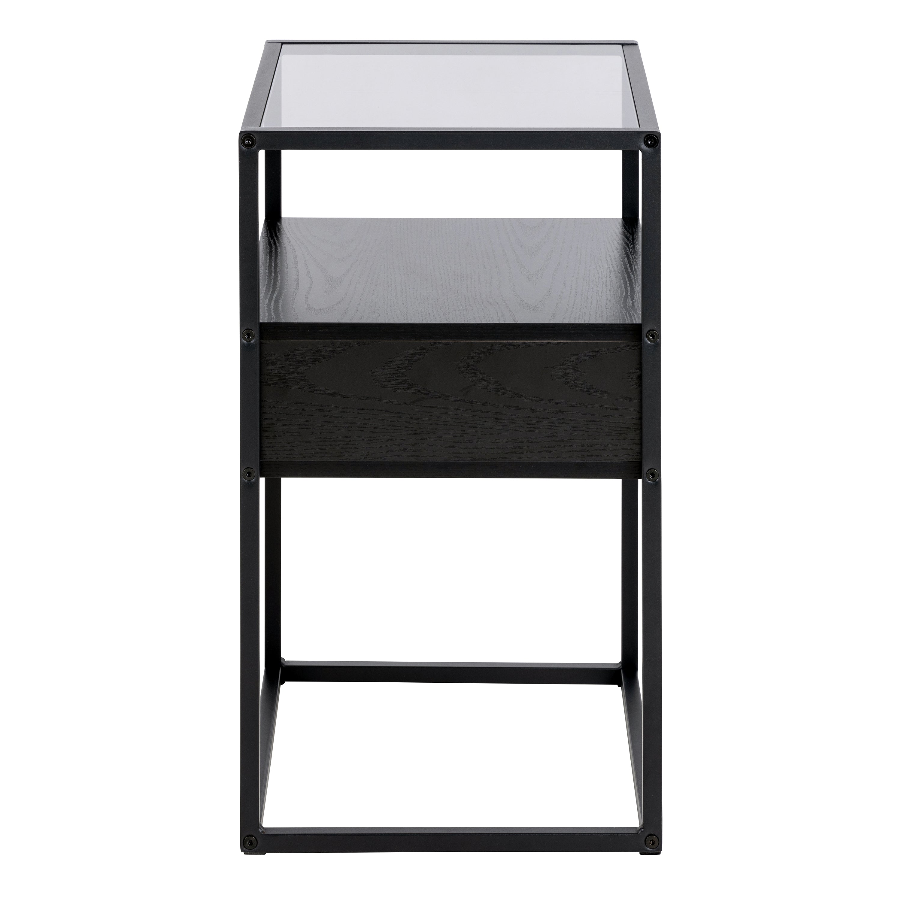 Randolf Bedside Table in Black with Smoked Glass – FTG, view 3