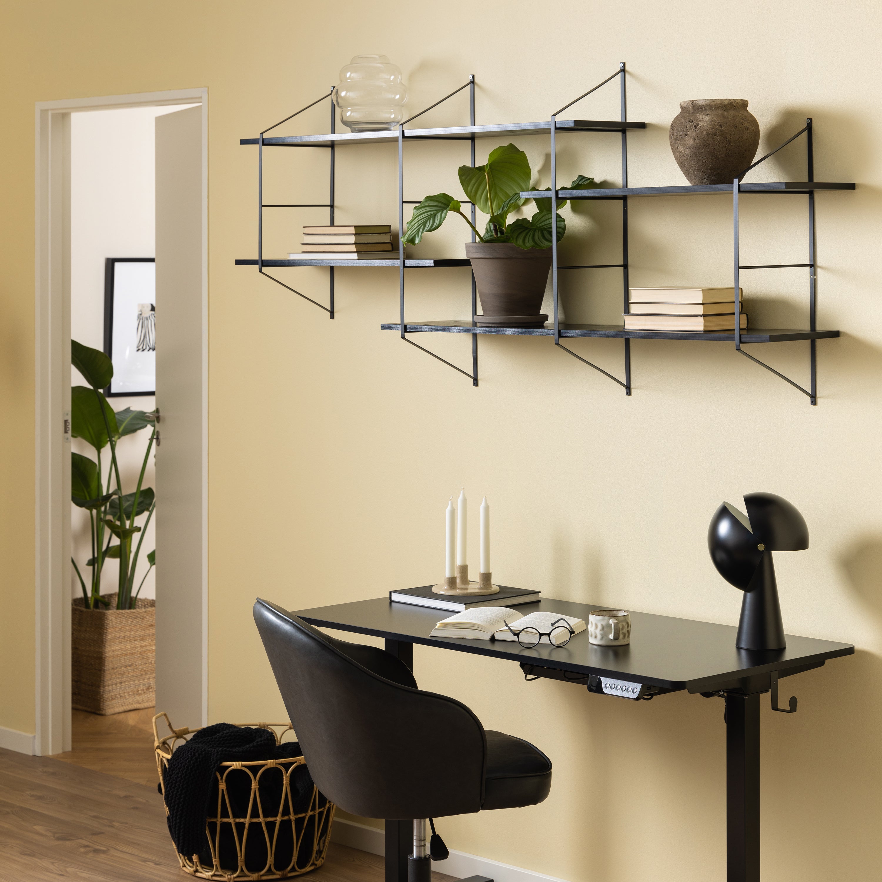 Belfast Wall Unit with 4 Shelves in Black – FTG, view 4